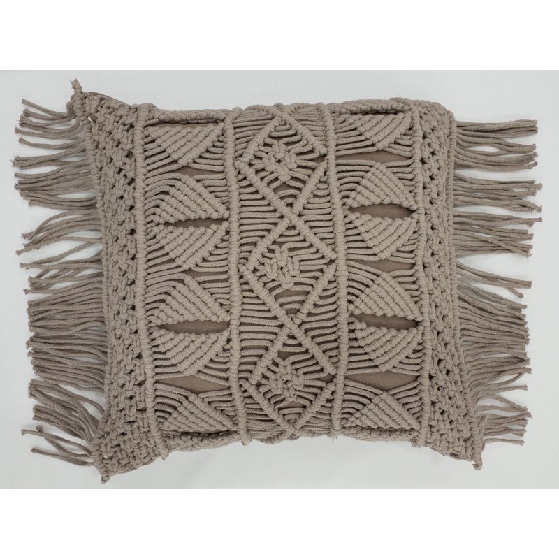 FUNDA COJÍN MACRAME-3 C/MARRÓN 45x45